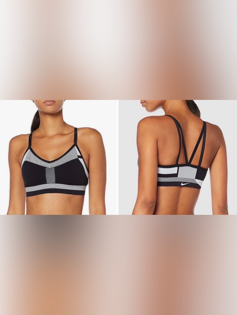 Nike Flyknit Indy Sports Bra Size Small Strappy Racerback Black & White